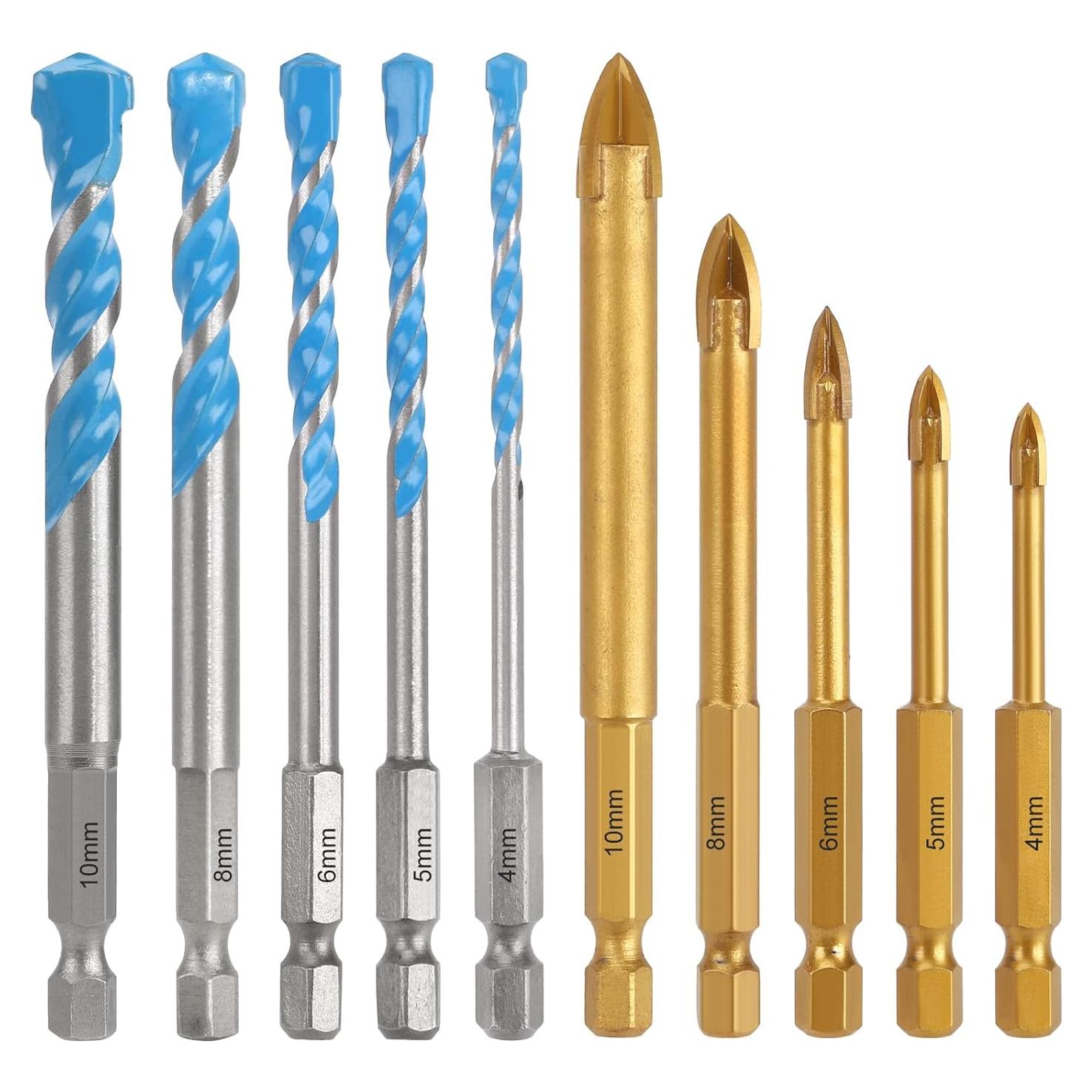 Juego de 10 Brocas para Concreto COMOWARE 4.0mm-9.5mm