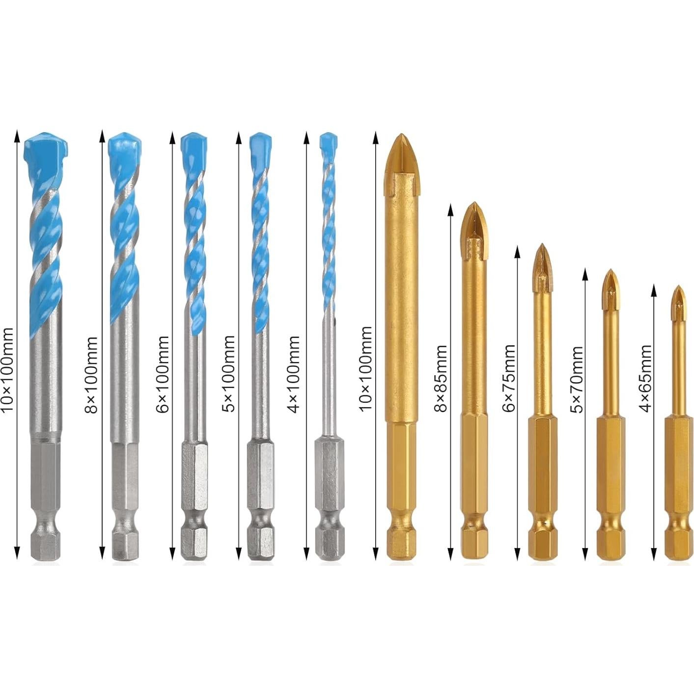 Juego de 10 Brocas para Concreto COMOWARE 4.0mm-9.5mm