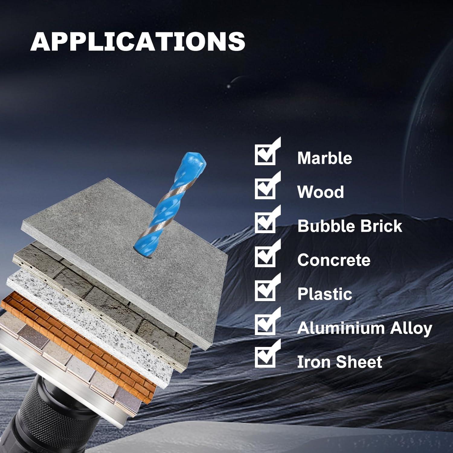 Juego de 10 Brocas para Concreto COMOWARE 4.0mm-9.5mm