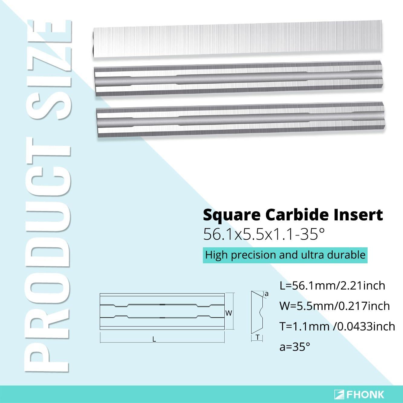 Cuchillas de Repuesto para Planificador Fhonk 56mm Carburo - 10 Unidades