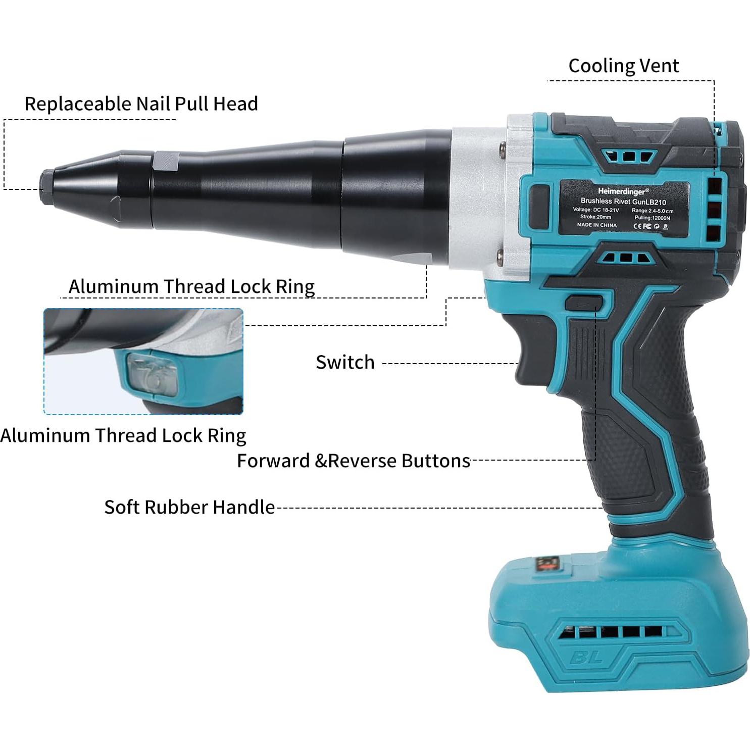 Pistola de Remaches Inalámbrica Heimerdinger LB210 12000N