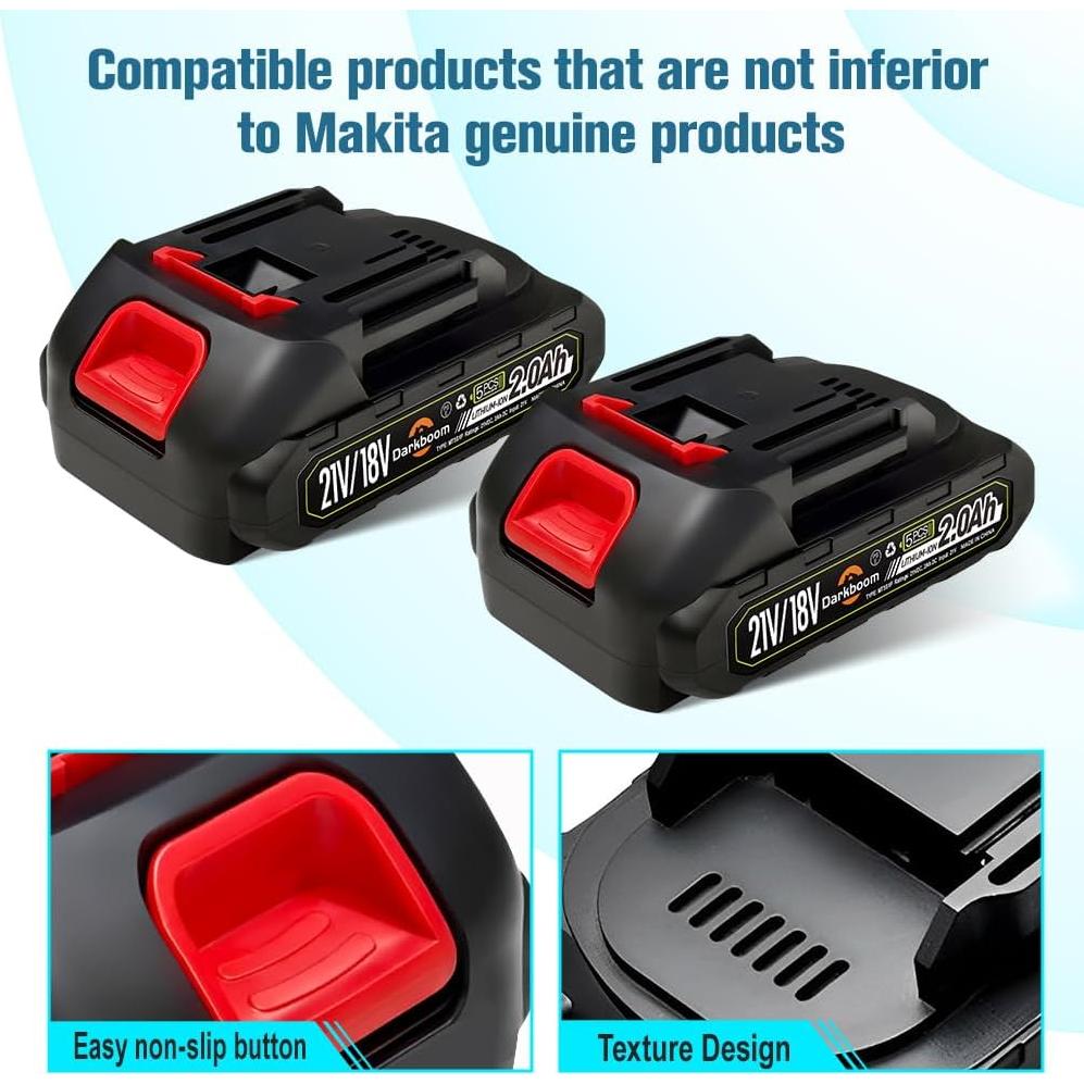 2 Baterías de Litio 21V 2.0Ah para Herramientas Makita