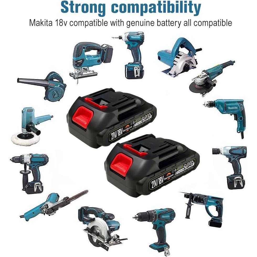 2 Baterías de Litio 21V 2.0Ah para Herramientas Makita