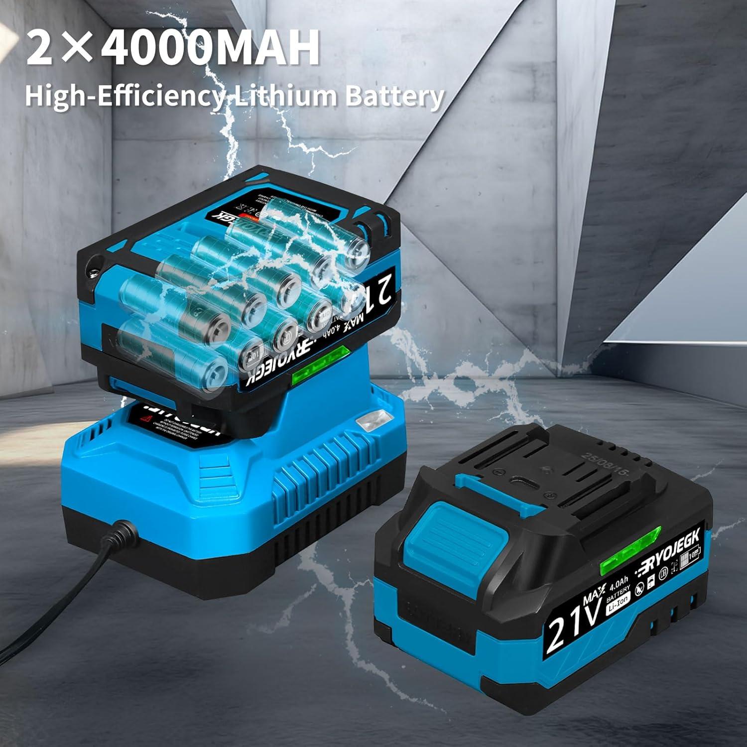 Fresadora Inalámbrica RYOJEGK 21V con 2 Baterías 4.0Ah y 20 Puntas