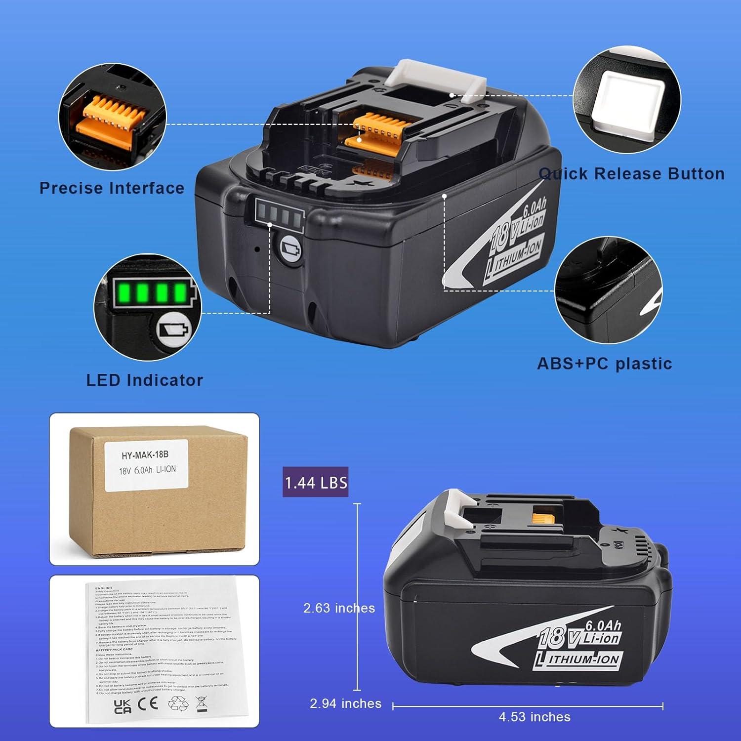 Batería de Reemplazo 18V 6.0Ah Makita Ion de Litio