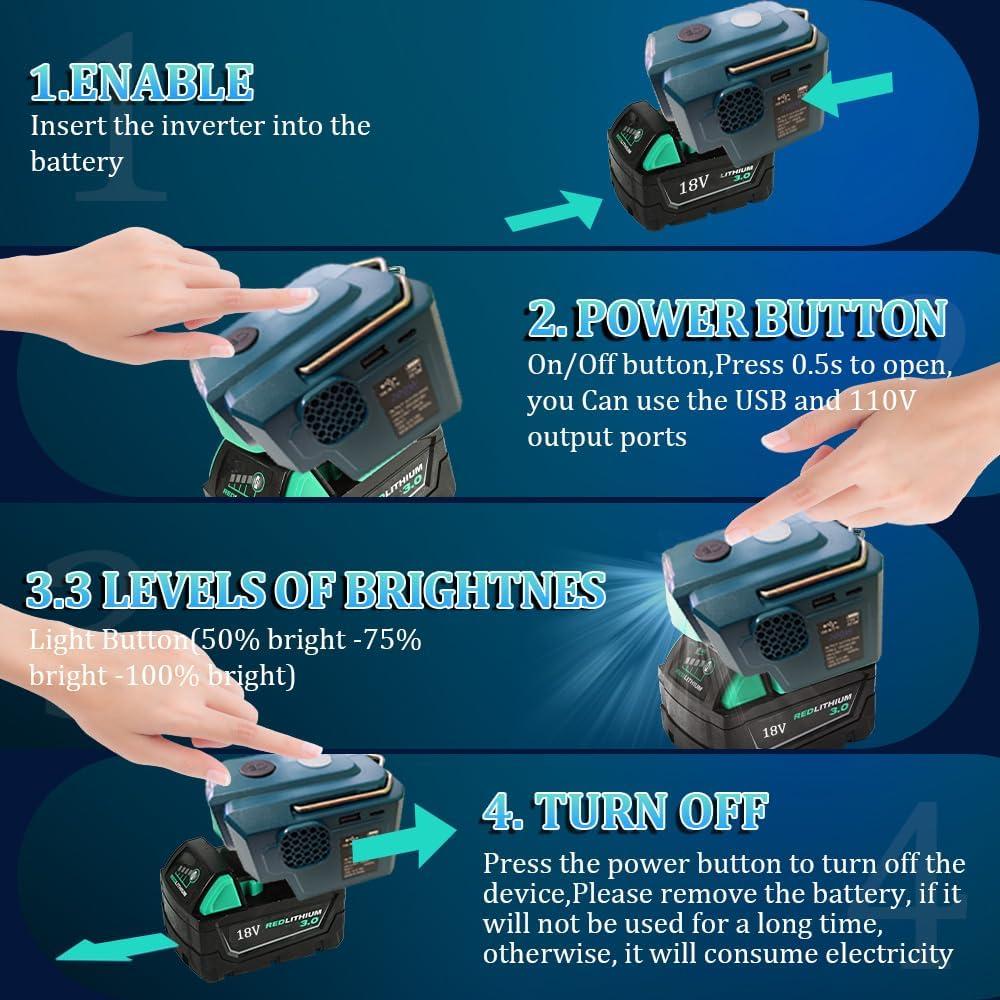 Inversor de Potencia 200W Eleellaya Mak-i200 para Baterías 18V