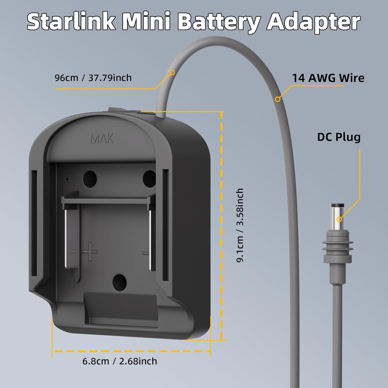 Adaptador de Batería Mini Starlink DaierTek 18V DC a Prueba de Agua