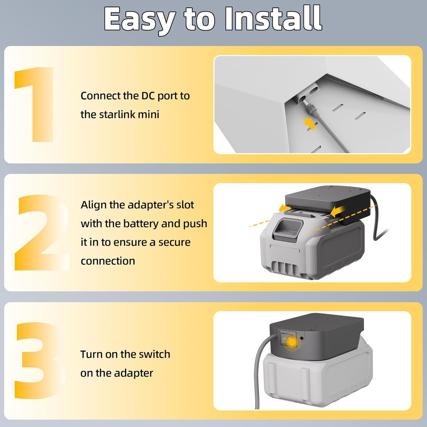 Adaptador de Batería Mini Starlink DaierTek 18V DC a Prueba de Agua