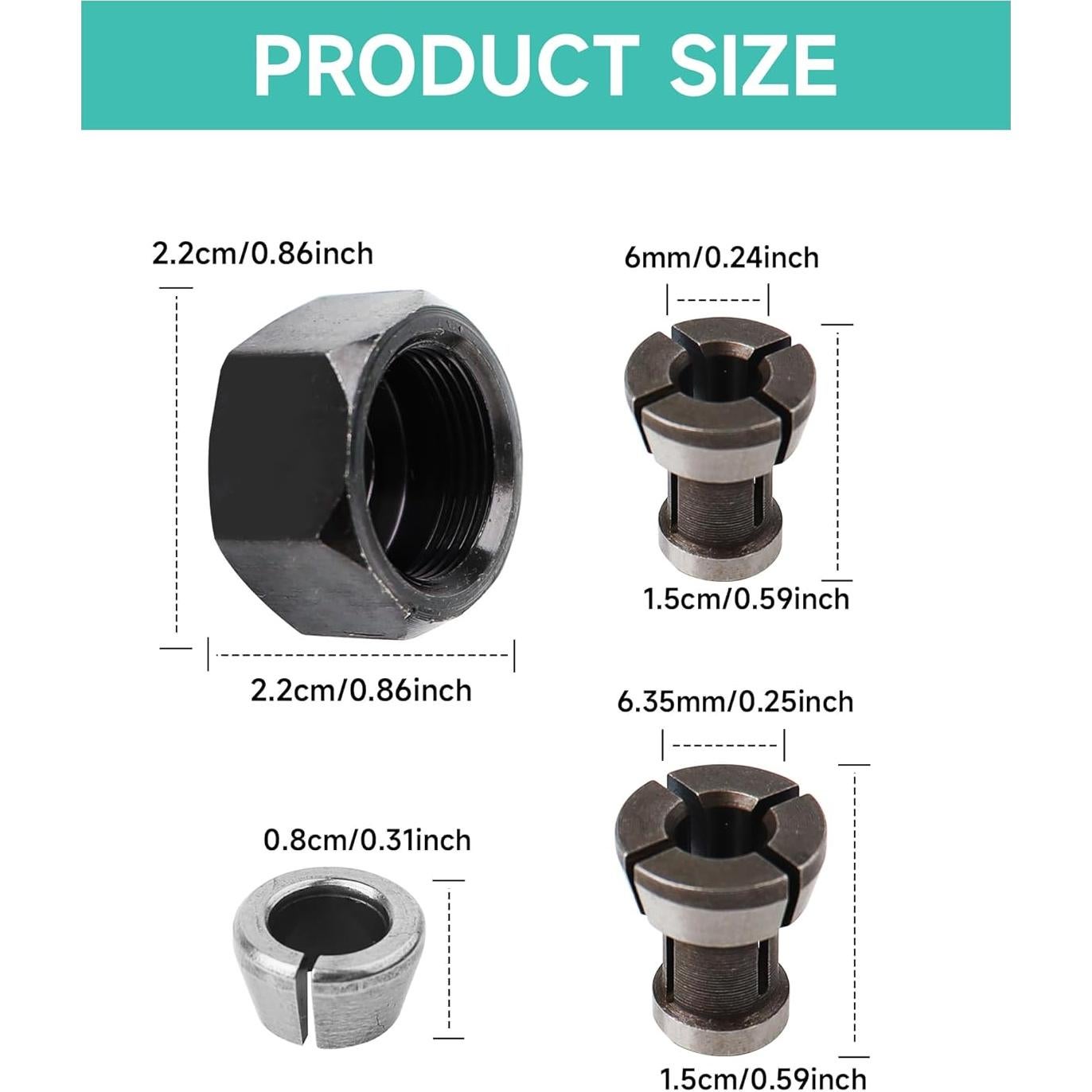 Kit de Tuerca de Colet Zorqon Compatible con Makita 1/4"