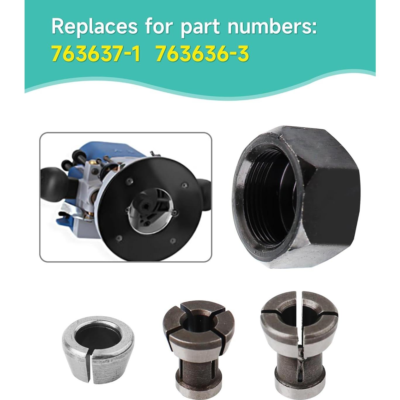 Kit de Tuerca de Colet Zorqon Compatible con Makita 1/4"