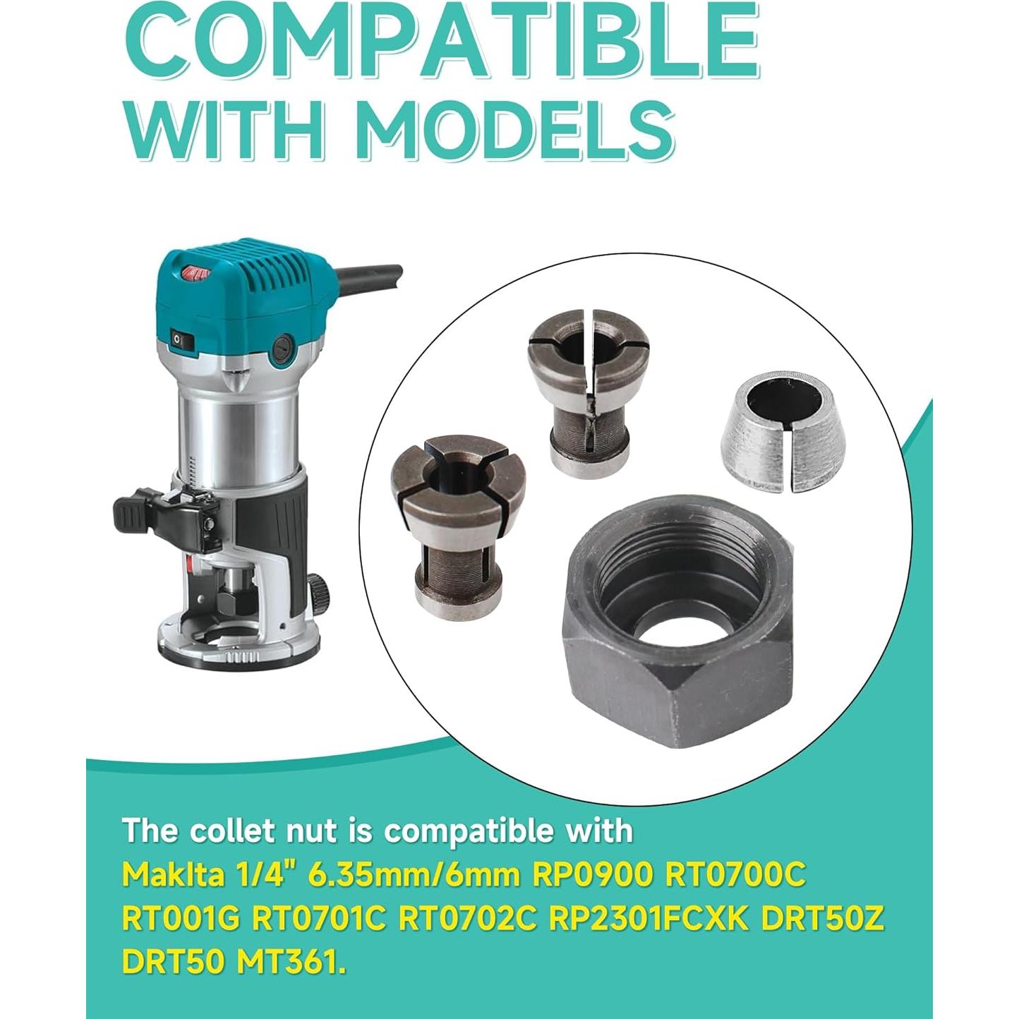 Kit de Tuerca de Colet Zorqon Compatible con Makita 1/4"