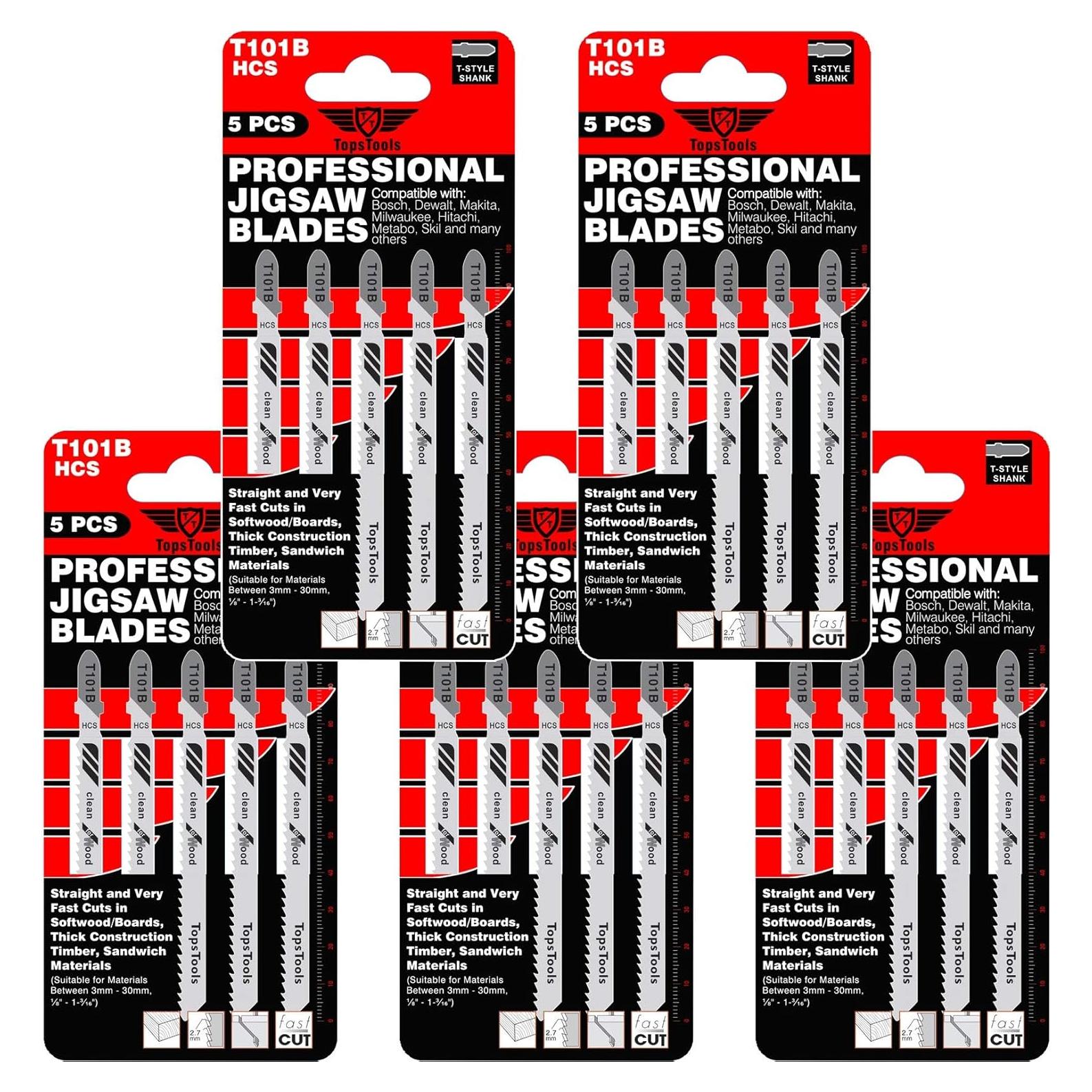 25 Hojas de Sierra de Calar T101B TopsTools 100mm para Madera