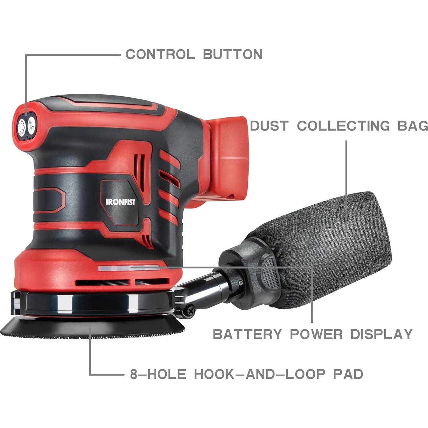 Lijadora Orbital IRONFIST 5" Sin Cable 21000 RPM Compatible Milwaukee