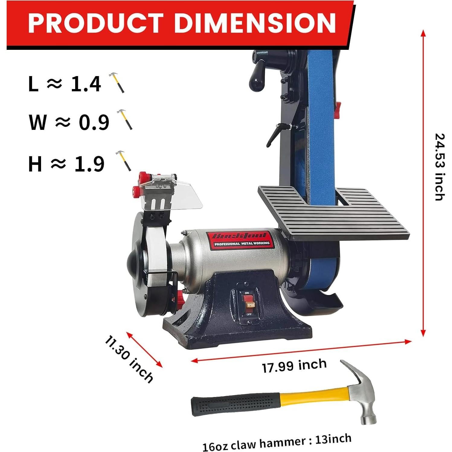 Lijadora de Banda 2" x 42" y Amoladora de Banco Bucktool BG2600