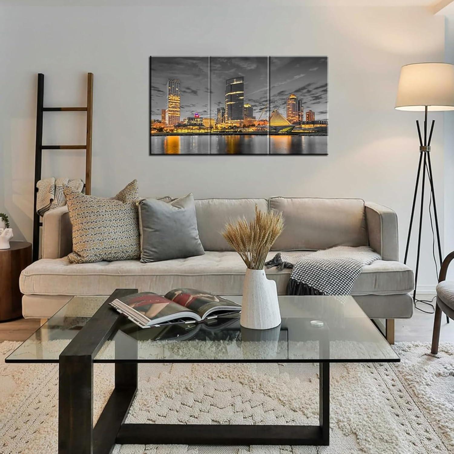 Arte de Pared Lienzo Milwaukee Skyline 137x76 cm Arnlrdya