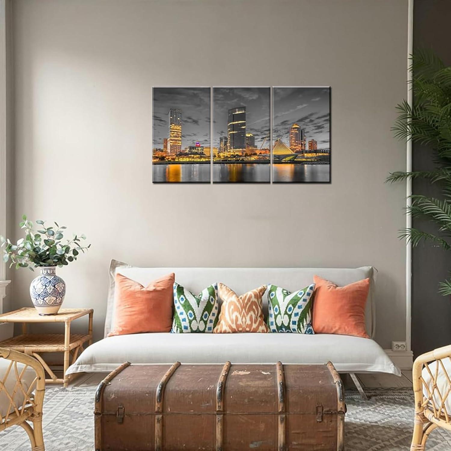 Arte de Pared Lienzo Milwaukee Skyline 137x76 cm Arnlrdya