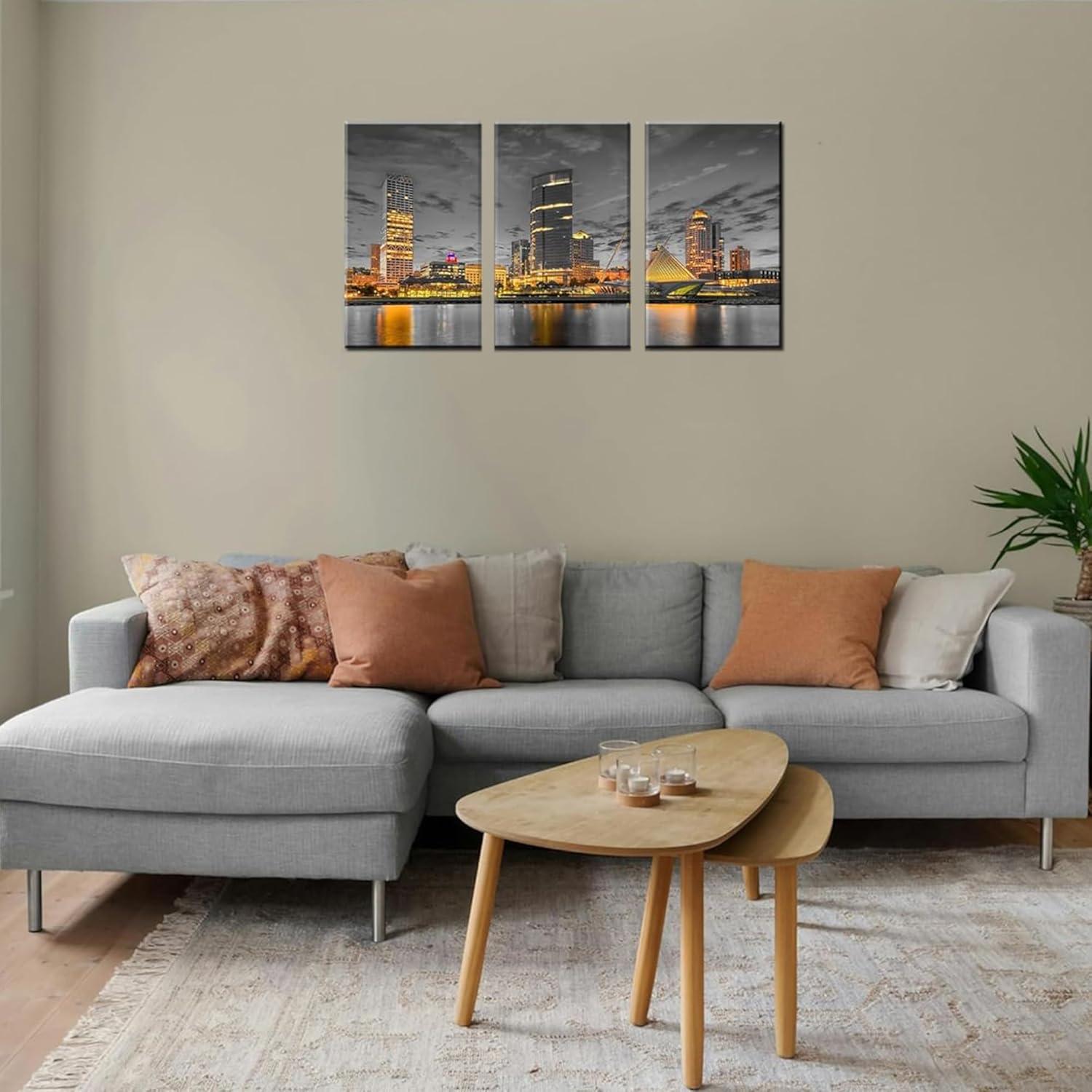 Arte de Pared Lienzo Milwaukee Skyline 137x76 cm Arnlrdya