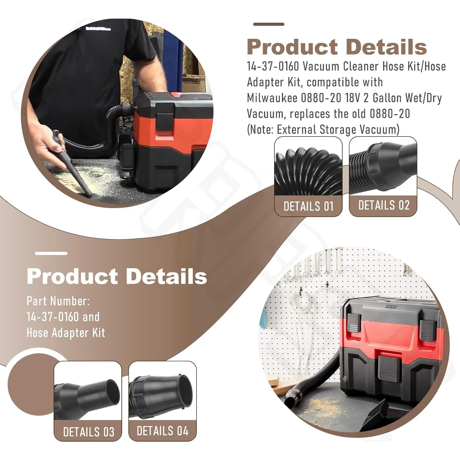 Kit Adaptador de Manguera BERPSE 14-37-0160 para Aspiradora 18V