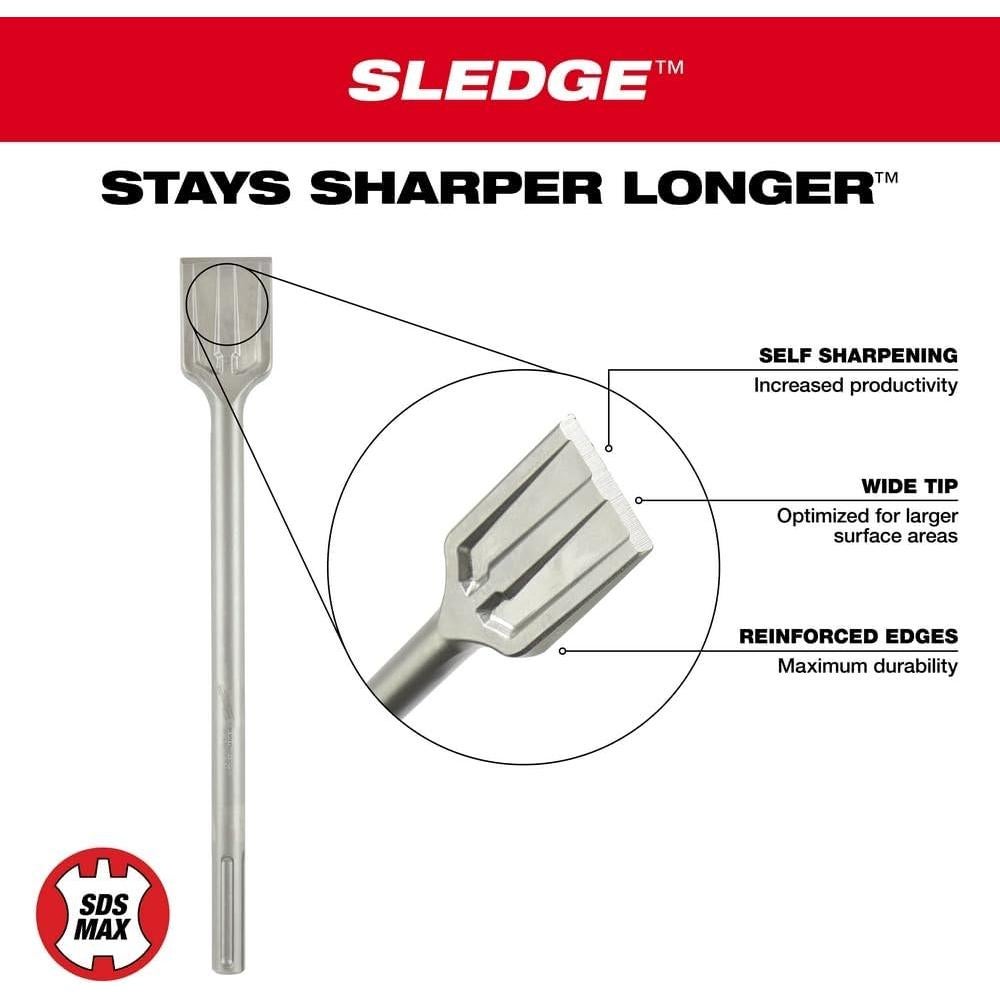 Cincel de Escalado SDS-Max Milwaukee 2" x 15" Acero Forjado