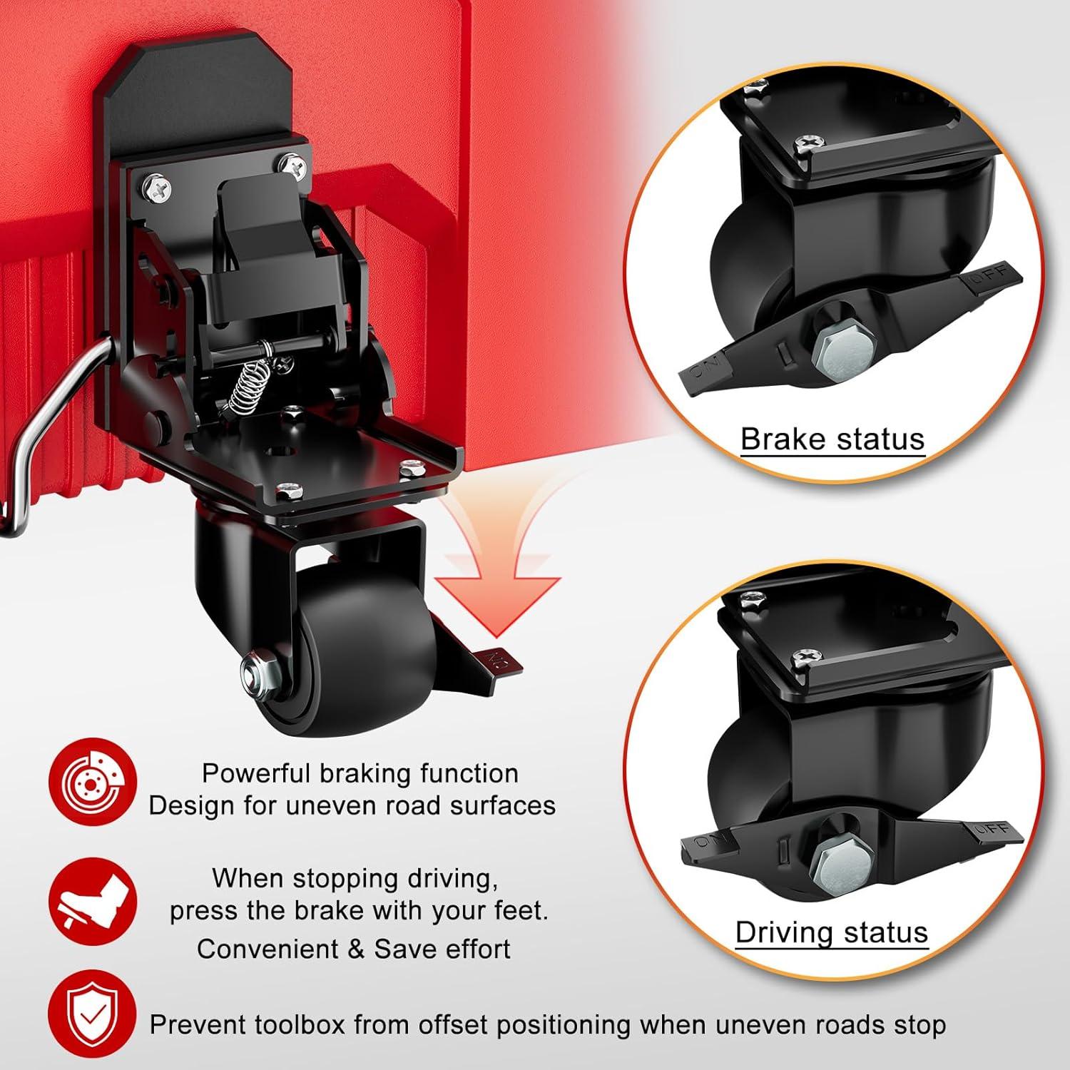 Kit de Ruedas con Freno MAICHUAN para Caja de Herramientas 90.72 kg