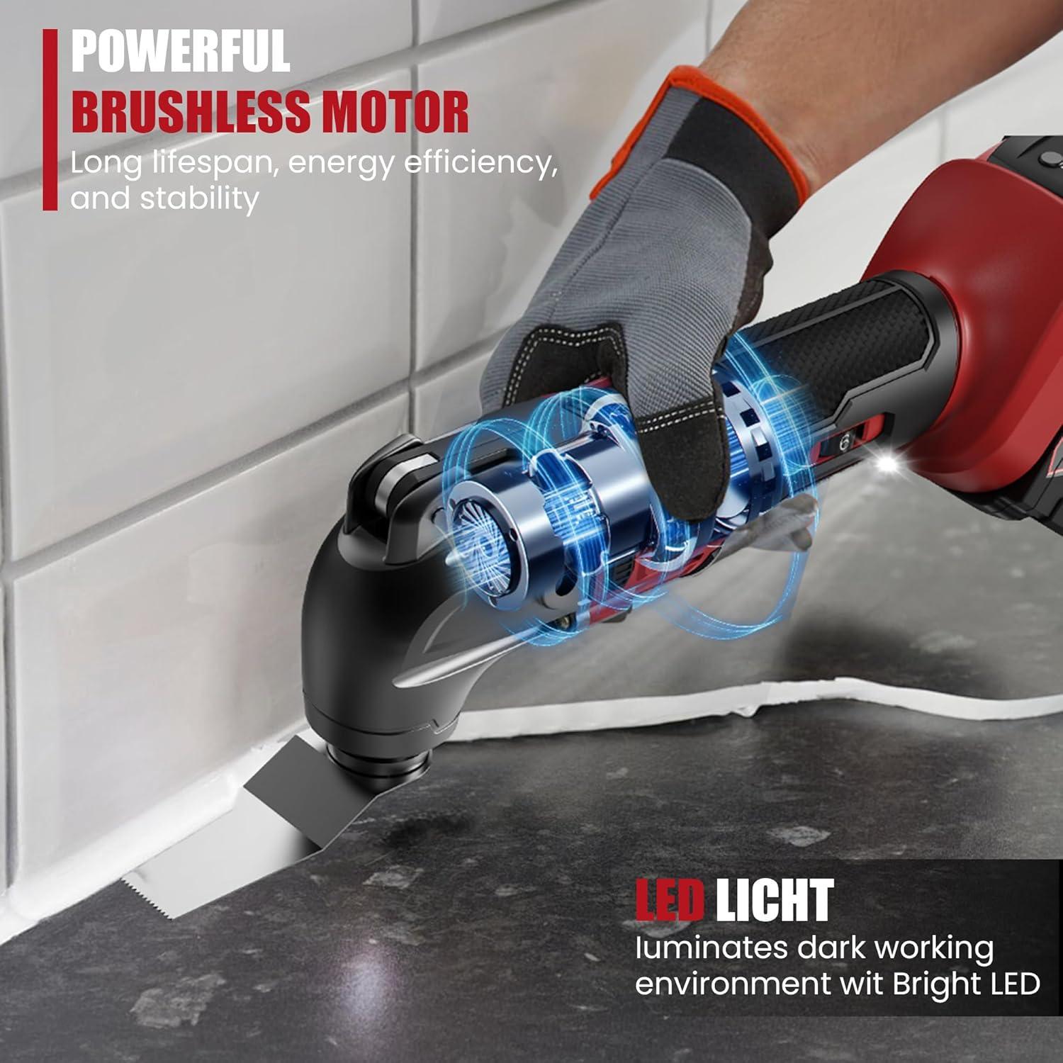 Herramienta Oscilante Inalámbrica RAYLEEY 20V con 22 Accesorios