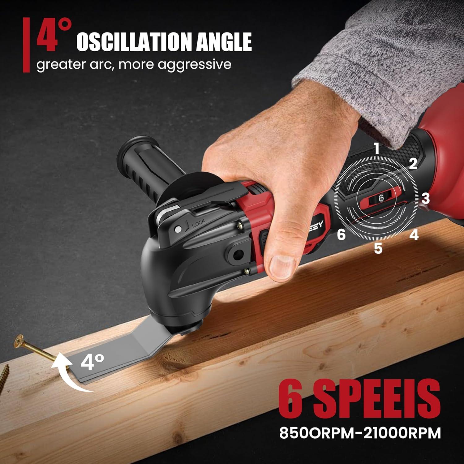 Herramienta Oscilante Inalámbrica RAYLEEY 20V con 22 Accesorios