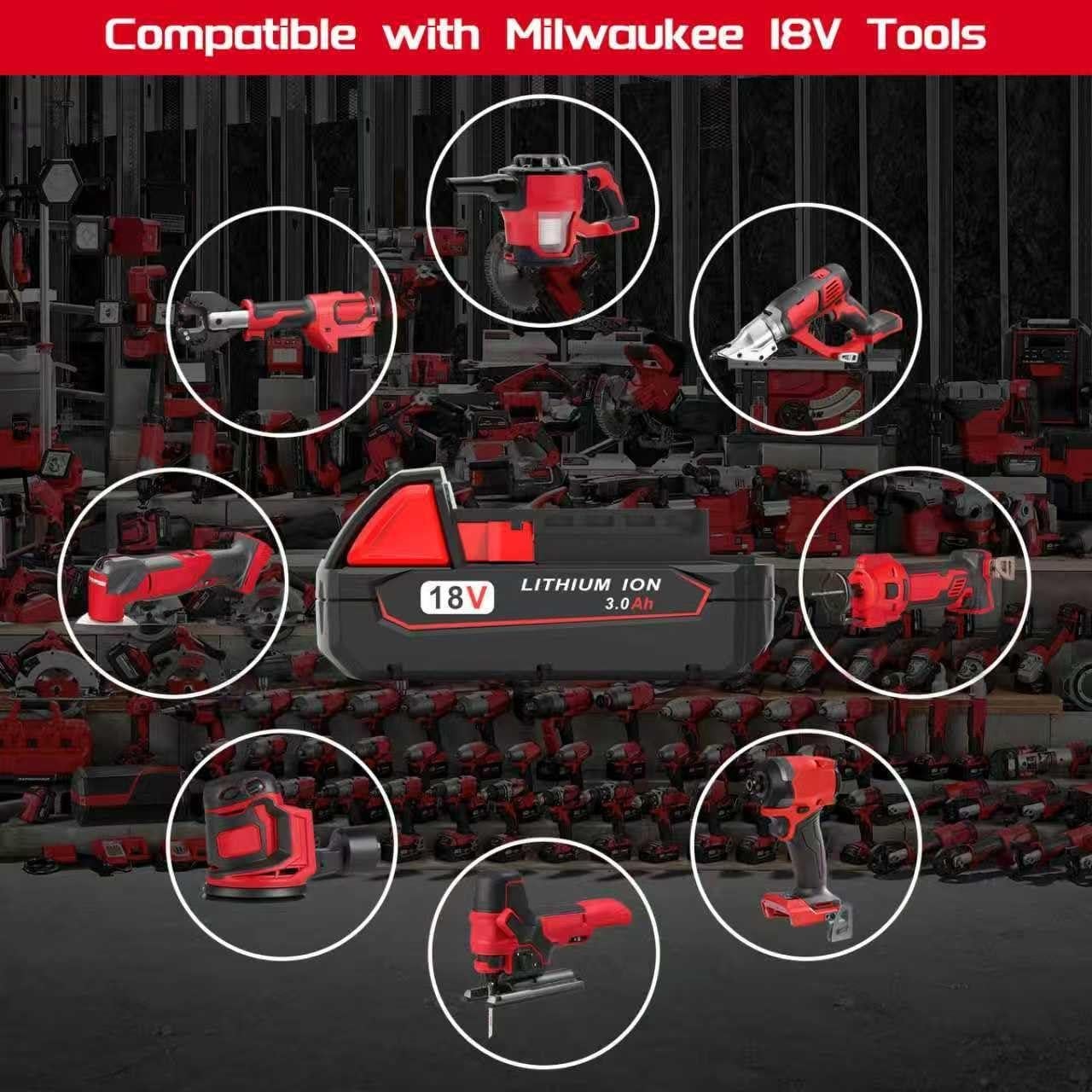 Paquete de 2 Baterías Litio Ion 18V 3000mAh WORTHMAH