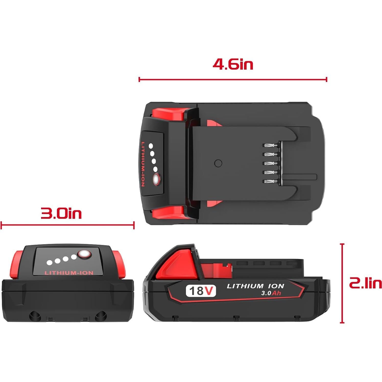 Paquete de 2 Baterías Litio Ion 18V 3000mAh WORTHMAH
