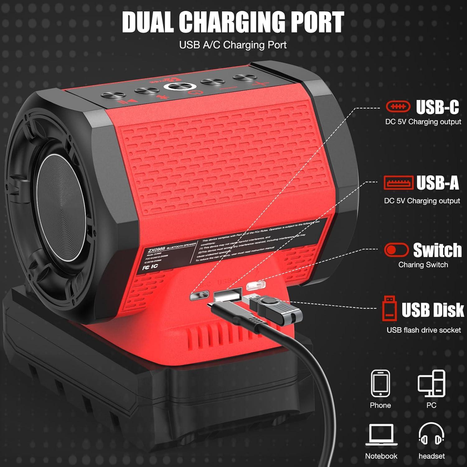 Altavoz Bluetooth OHYES MK-SPK 20W para Batería Milwaukee 18V