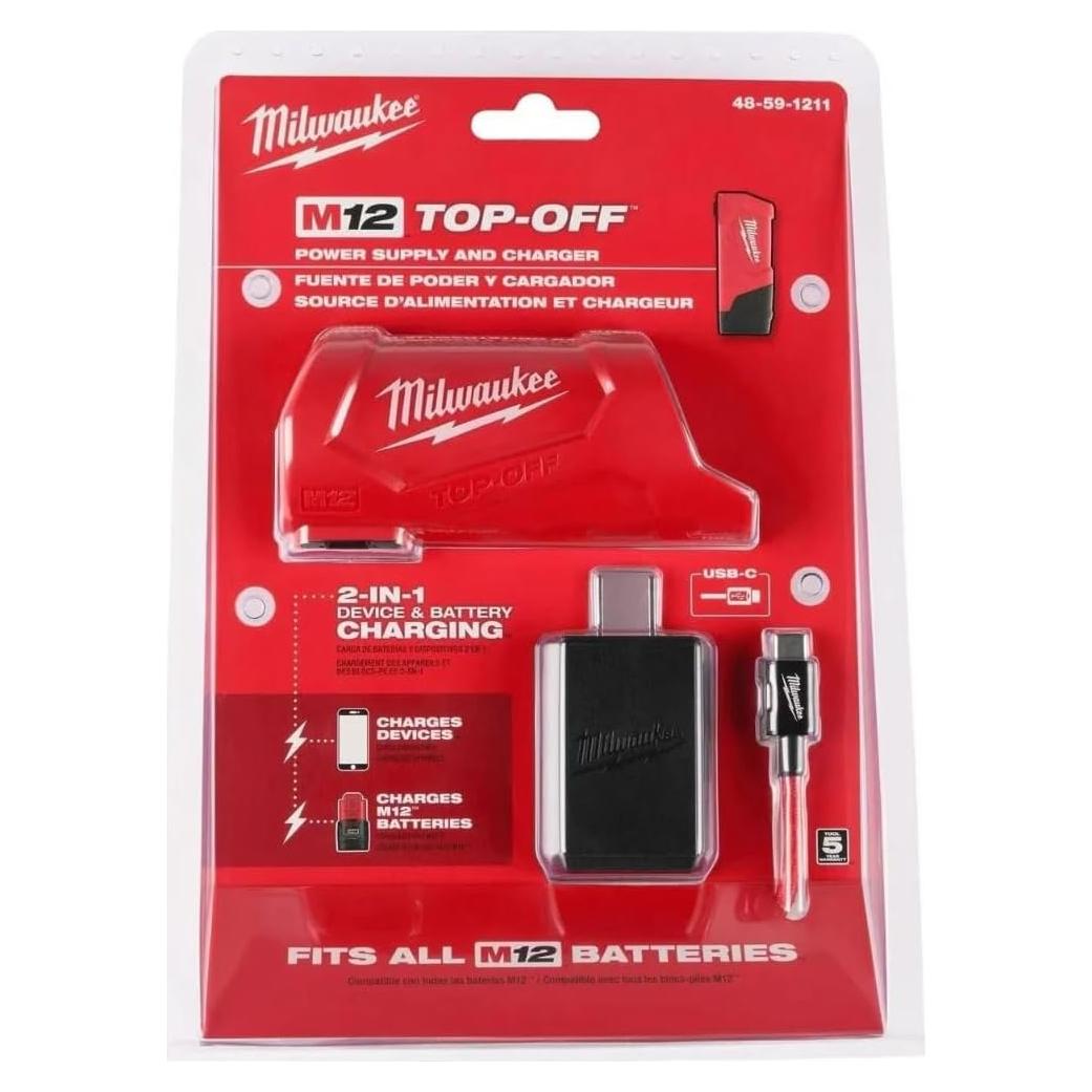 Cargador y Fuente de Poder Milwaukee M12 TOP-OFF 15W USB-C