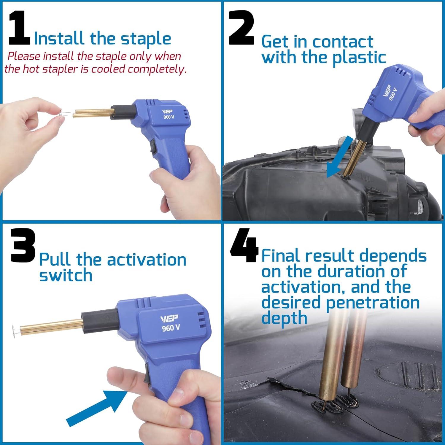 Kit de Soldador de Plástico WEP 960-V 110V con 200 Grampas