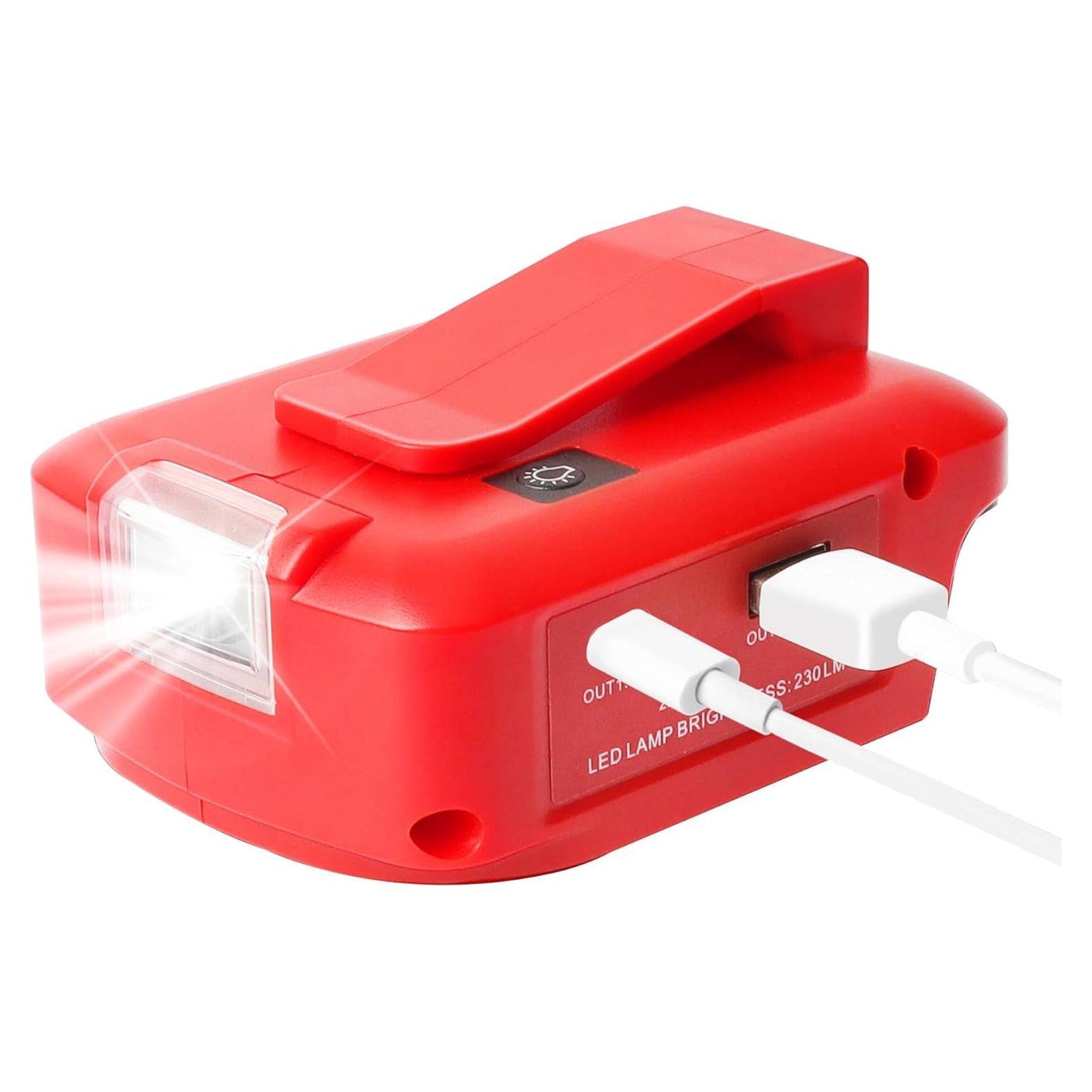 Adaptador de Poder USB para Baterías Milwaukee 18V y DEWALT 20V