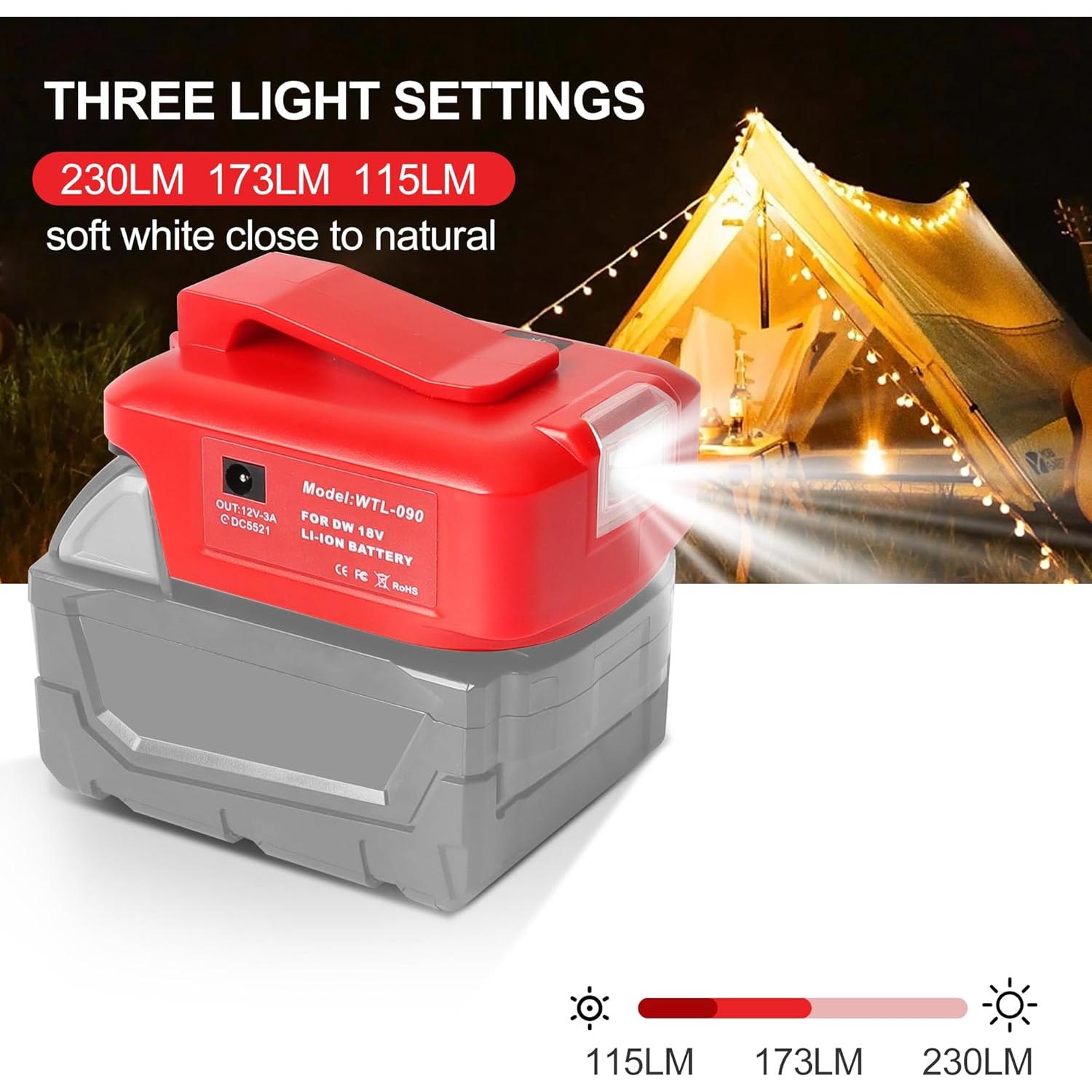 Adaptador de Poder USB para Baterías Milwaukee 18V y DEWALT 20V