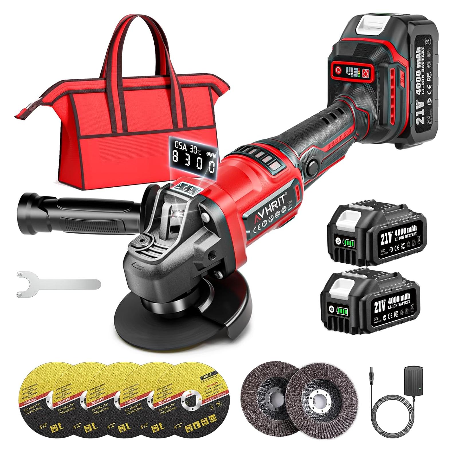 Amoladora Angular Inalámbrica Avhrit 21V 800W 3 Velocidades