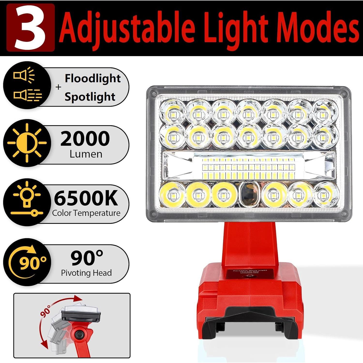 Luz de Trabajo LED Inalámbrica GRVODFRTA 28W 2000LM 18V