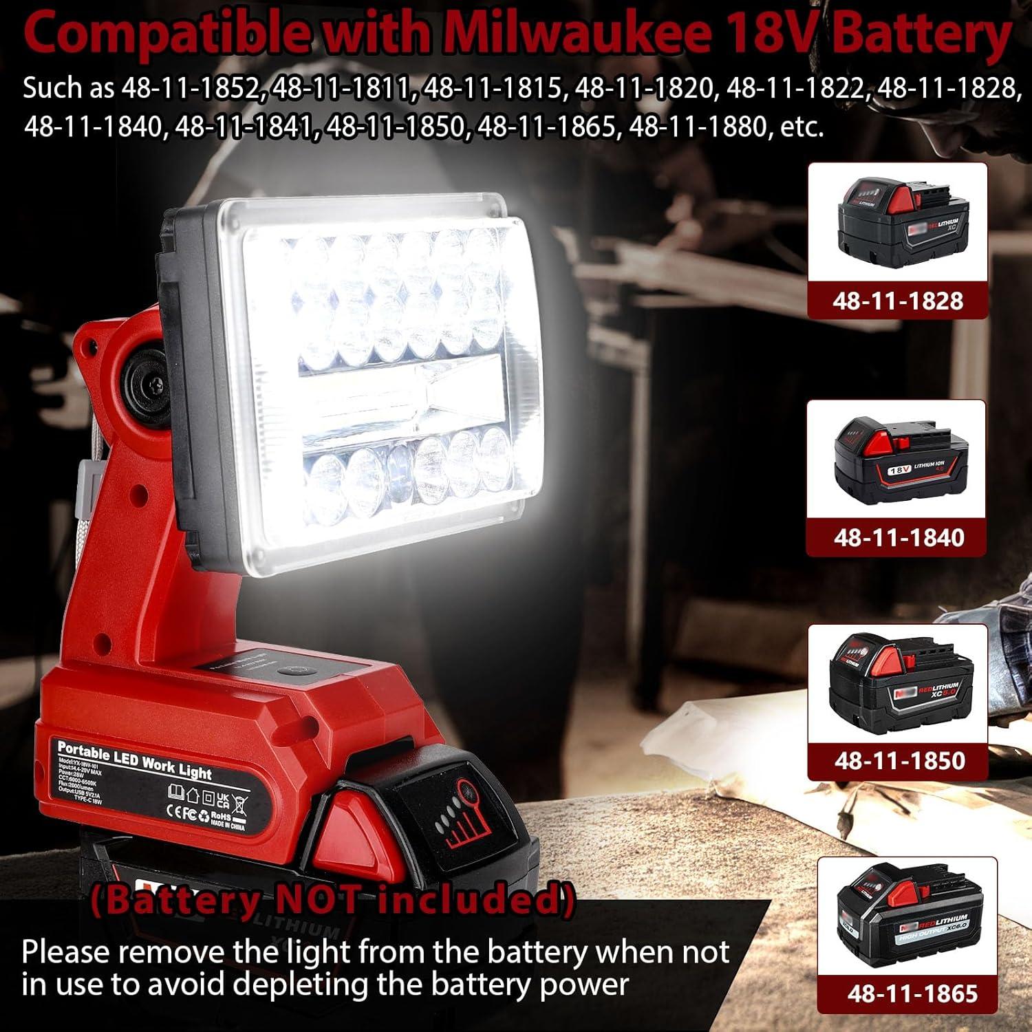 Luz de Trabajo LED Inalámbrica GRVODFRTA 28W 2000LM 18V