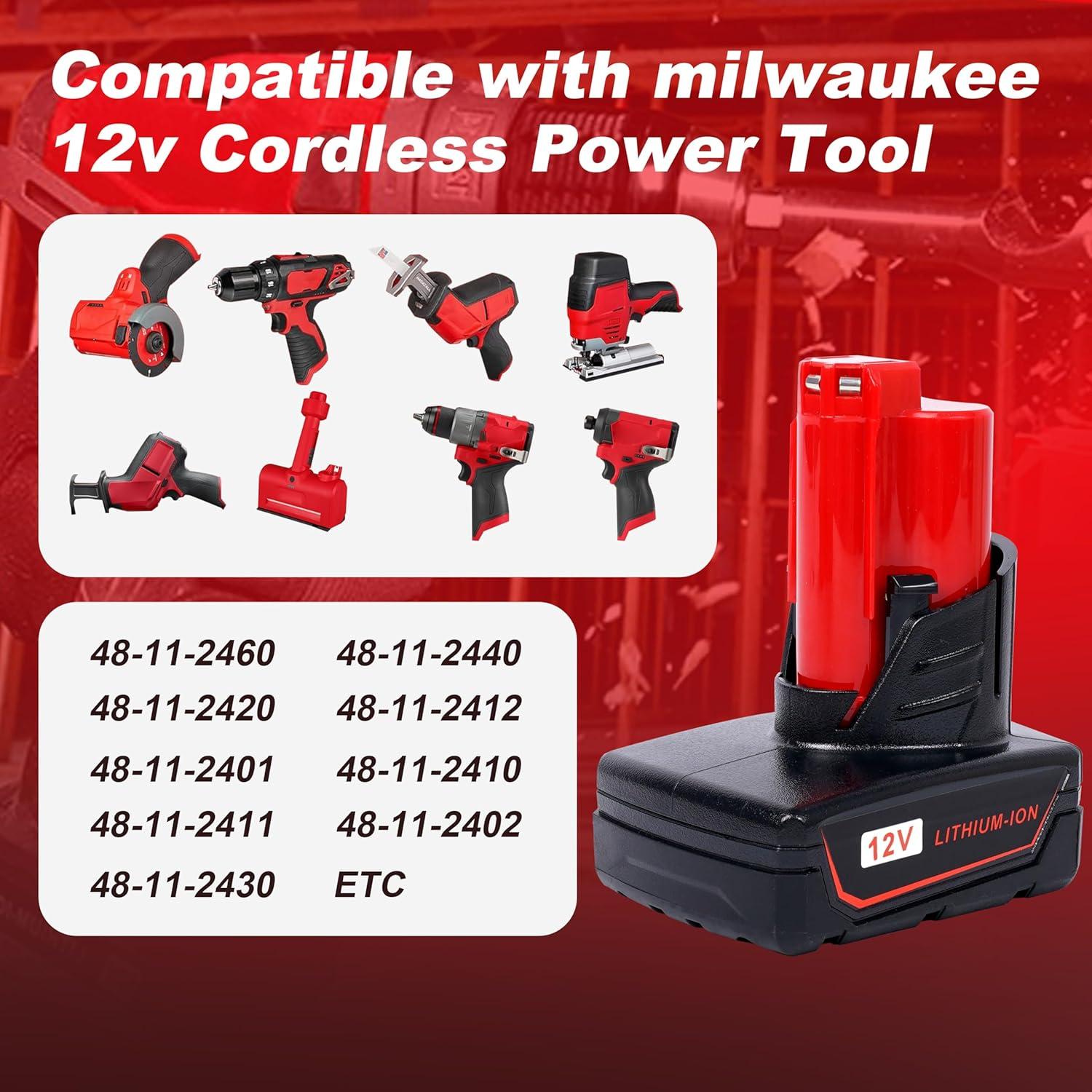 Batería de Reemplazo 12V 6Ah HUAYUE 2 Paquete Compatible Milwaukee