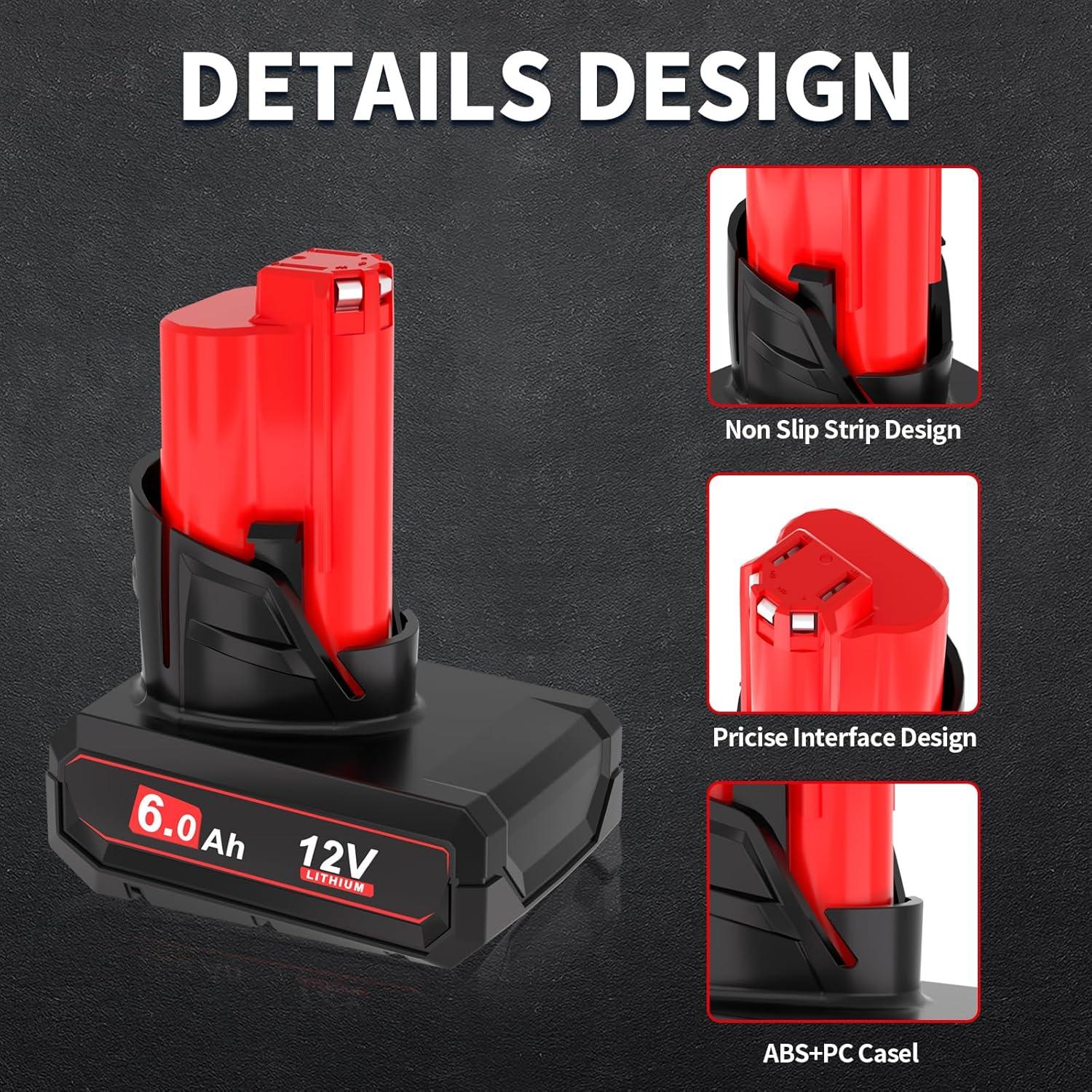 Batería de Reemplazo 12V 6.0Ah Capowill para Milwaukee