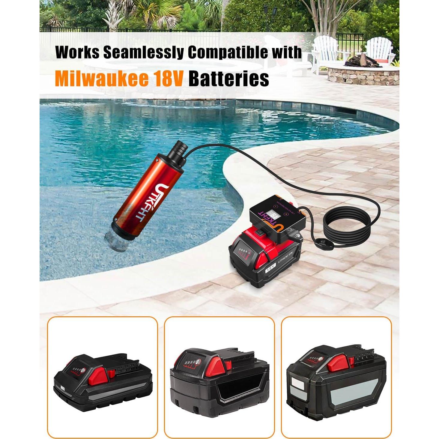 Mini Bomba de Agua UTKFHT 500GPH 18V Compatible Milwaukee