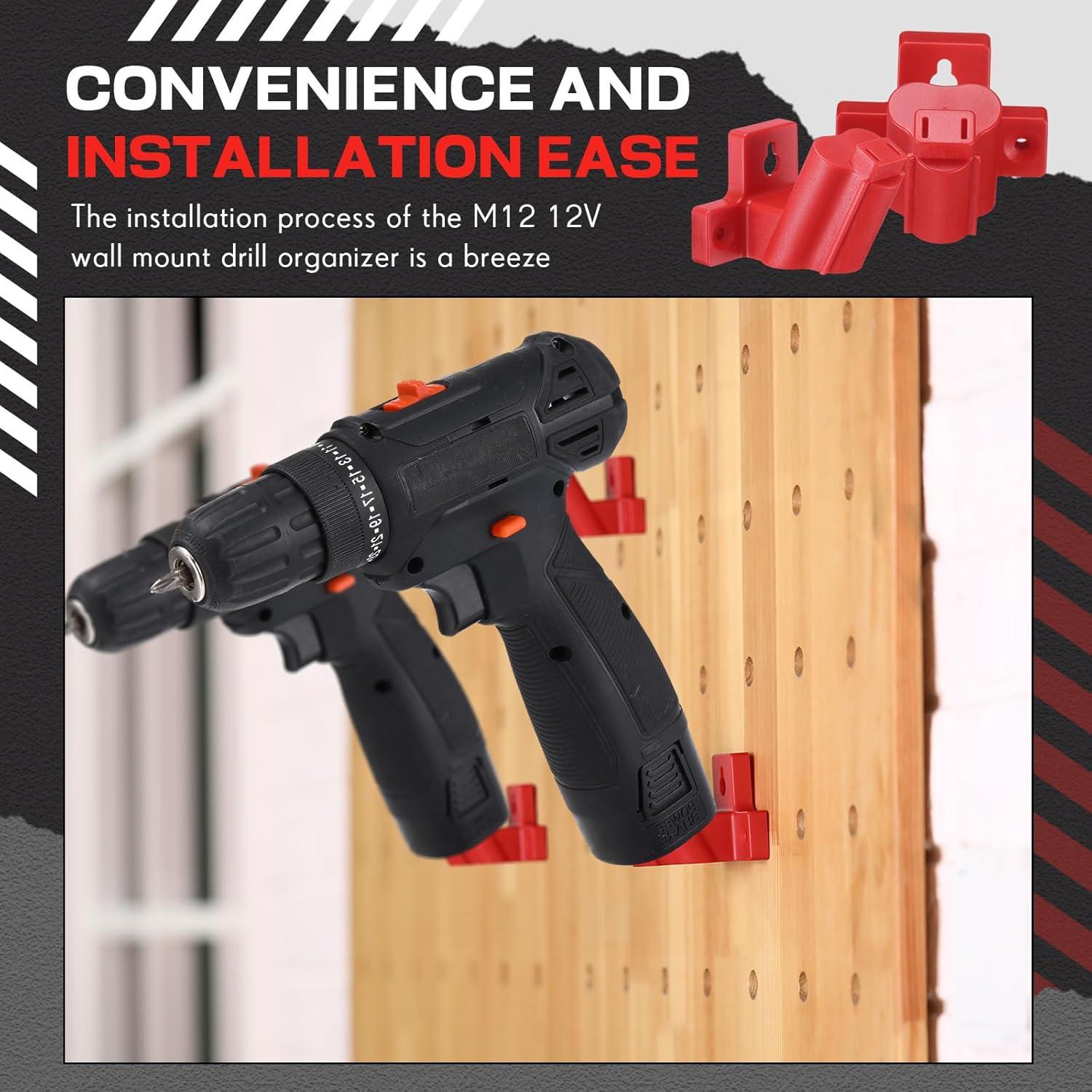 12 Soportes de Herramientas Threlaco para Milwaukee M12 Rojo