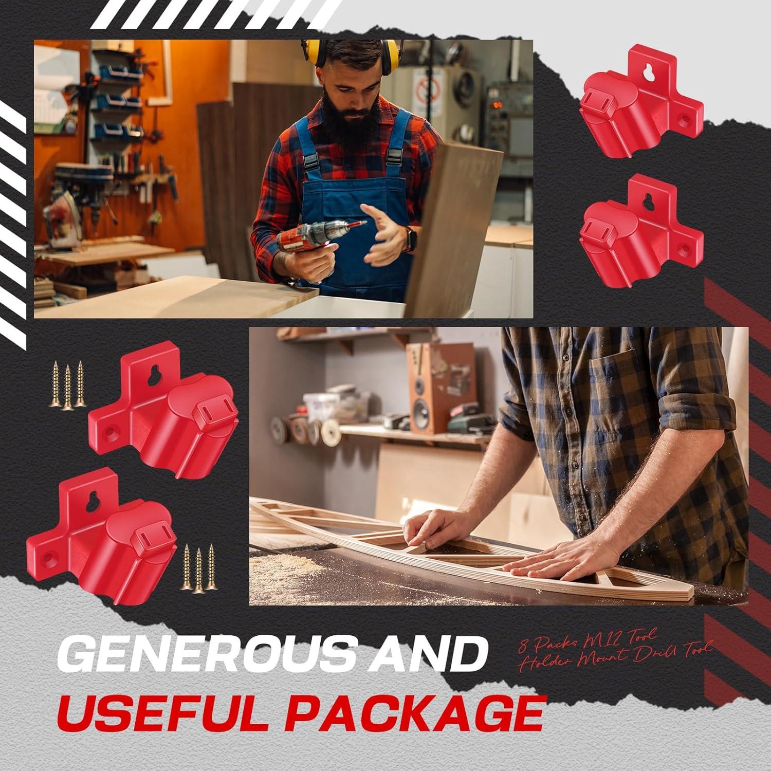 12 Soportes de Herramientas Threlaco para Milwaukee M12 Rojo