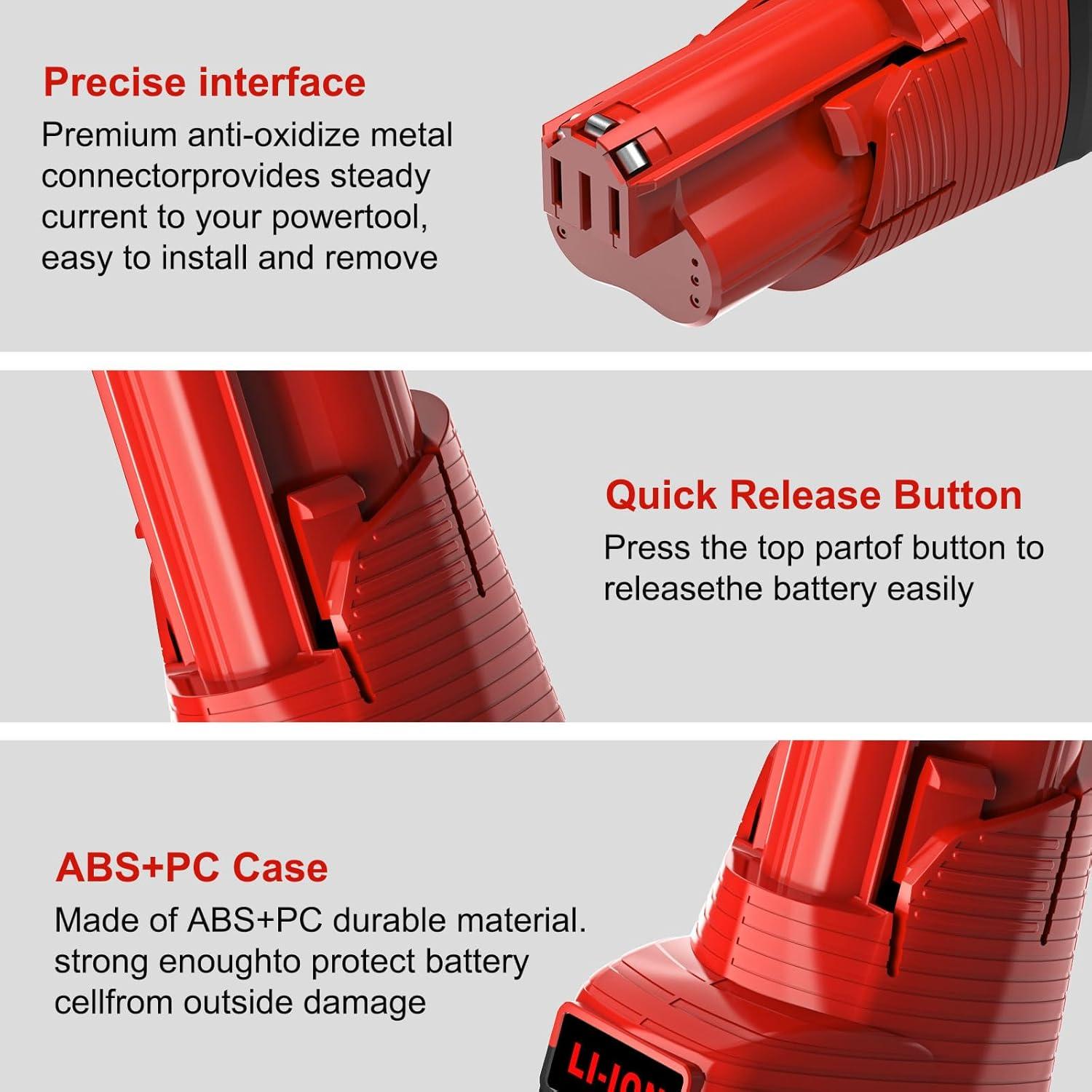 Batería de Reemplazo Mrupoo 12V 2500mAh para Herramientas Milwaukee