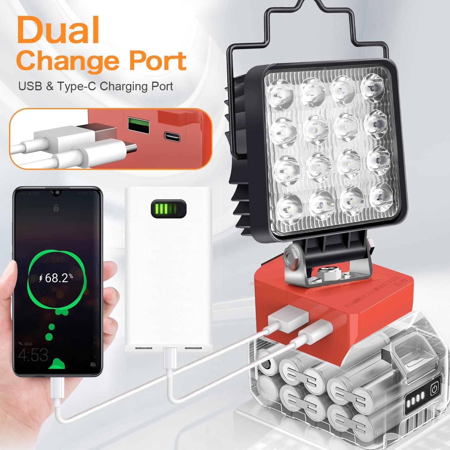 Luz de Trabajo LED 48W Myteaworld para Batería Milwaukee M18