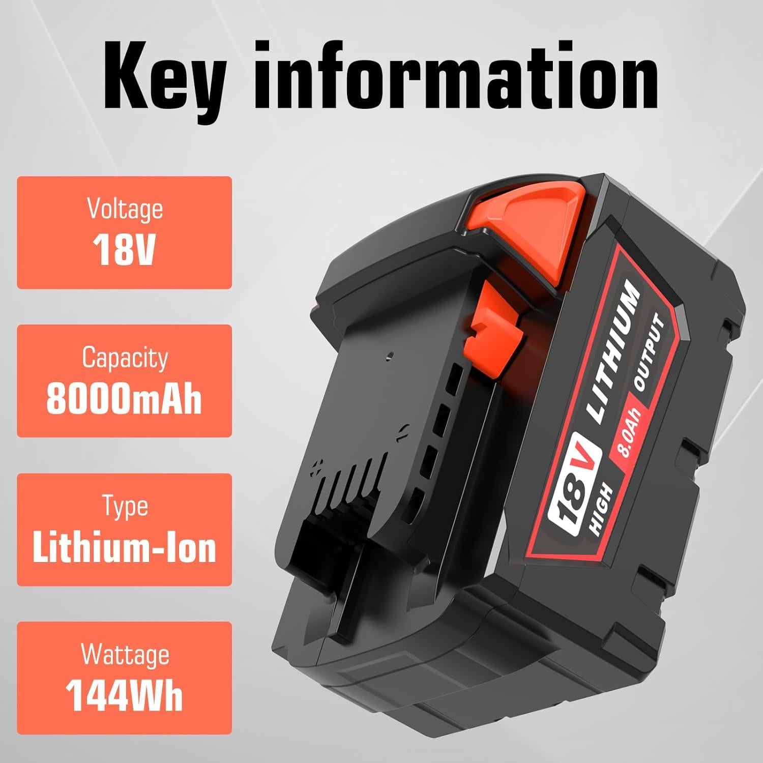 Batería Li-Ion 8.0Ah Milwaukee 18V Reemplazo 48-11-1852