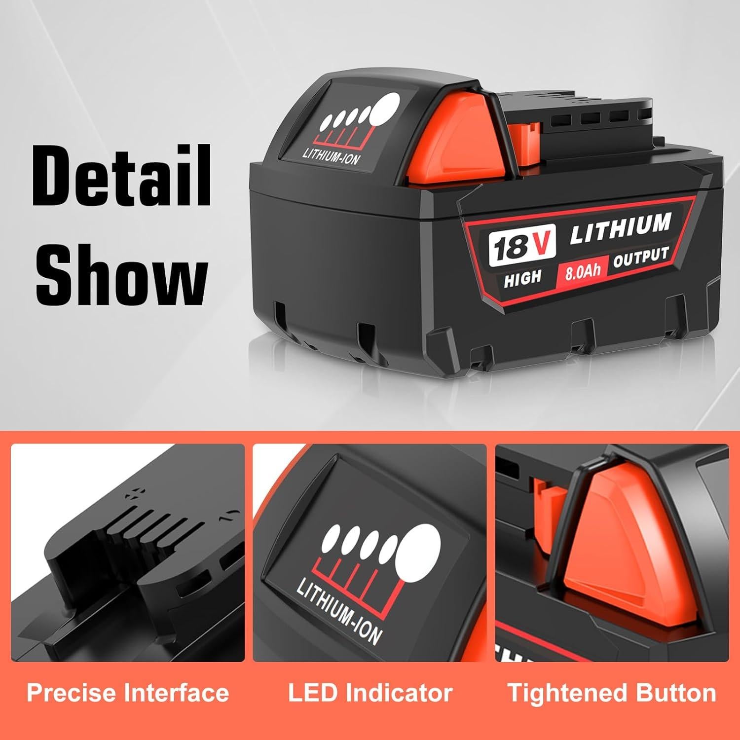 Batería Li-Ion 8.0Ah Milwaukee 18V Reemplazo 48-11-1852