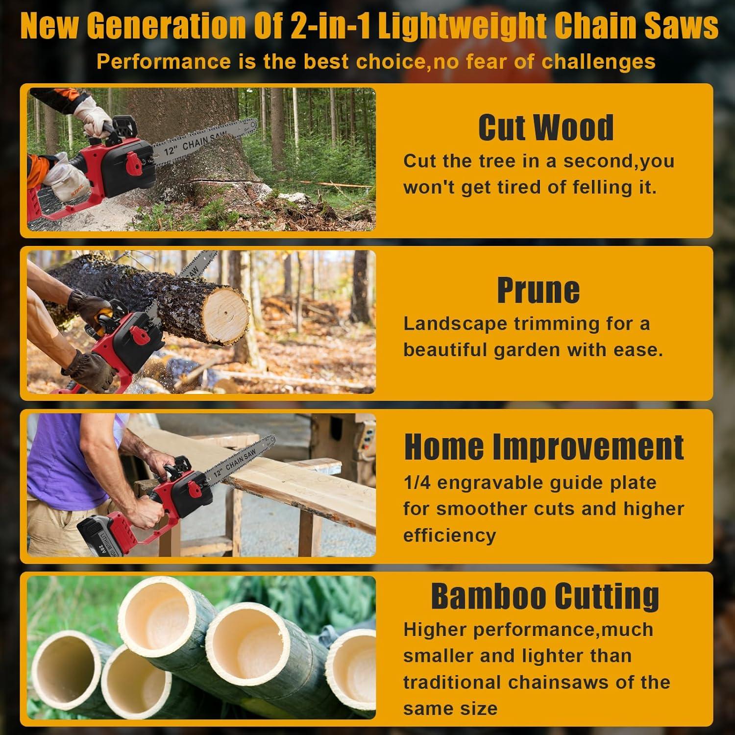 Mini Motosierra Inalámbrica Avitomo 12"/10" 18V para Poda