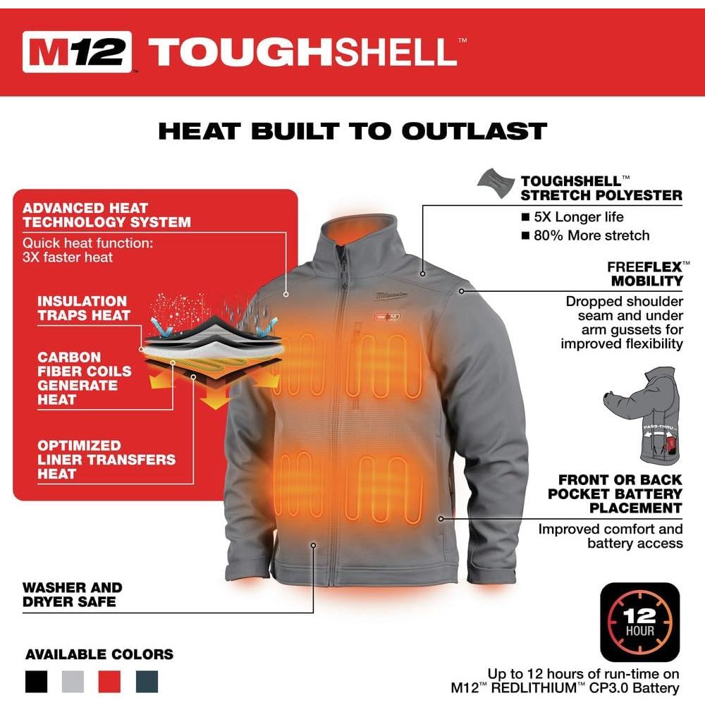 Chaqueta Térmica Sin Cable Milwaukee M12 TOUGHSHELL Gris