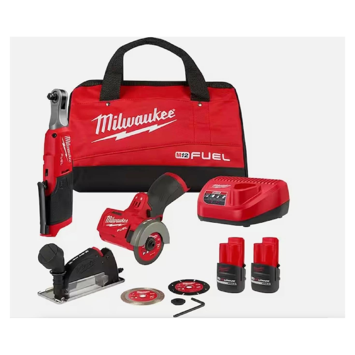 Llave de Carraca Milwaukee M12 FUEL 12V + Sierra de Corte 3"