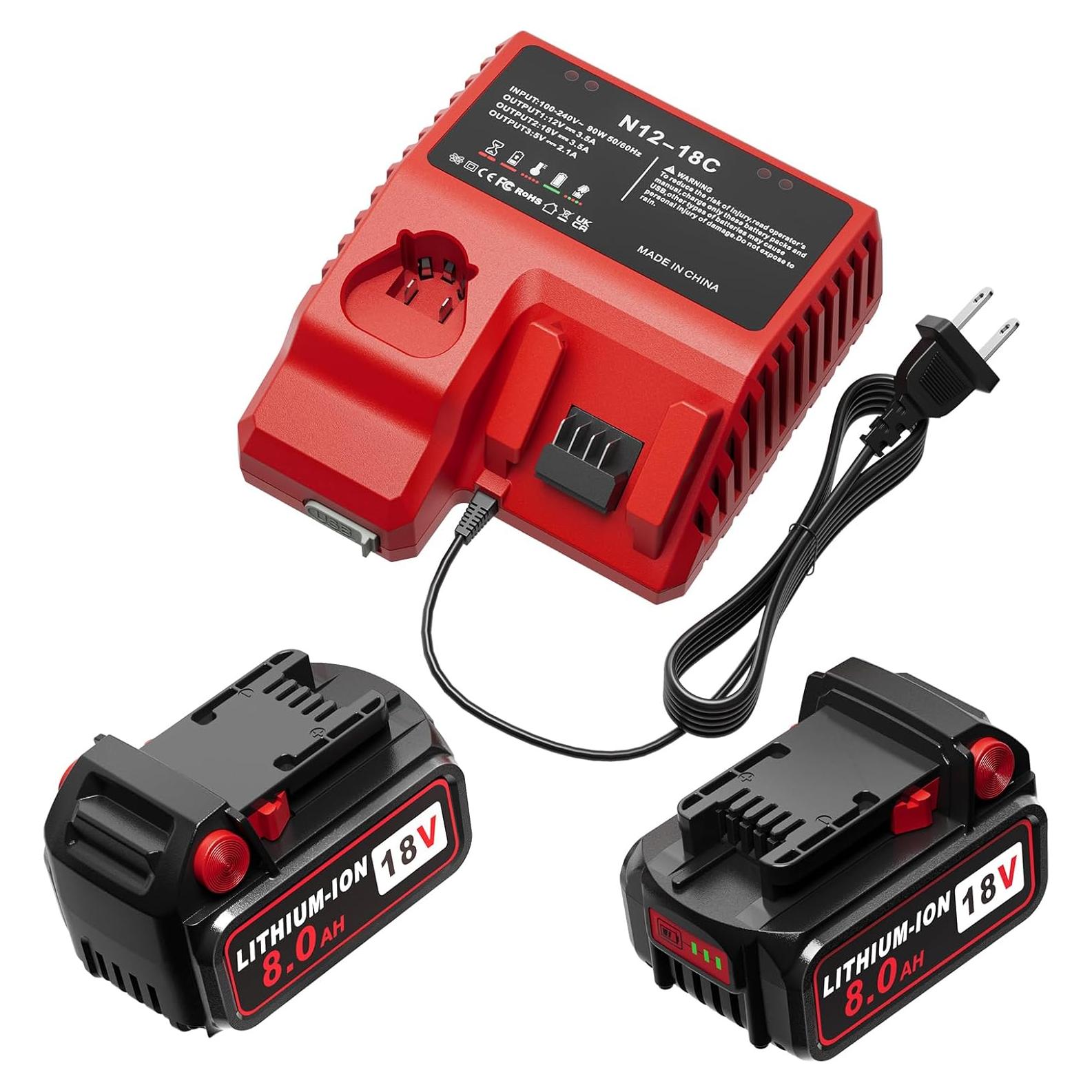 Paquete de 2 Baterías 18V 8000mAh y Cargador PercooAir Rojo