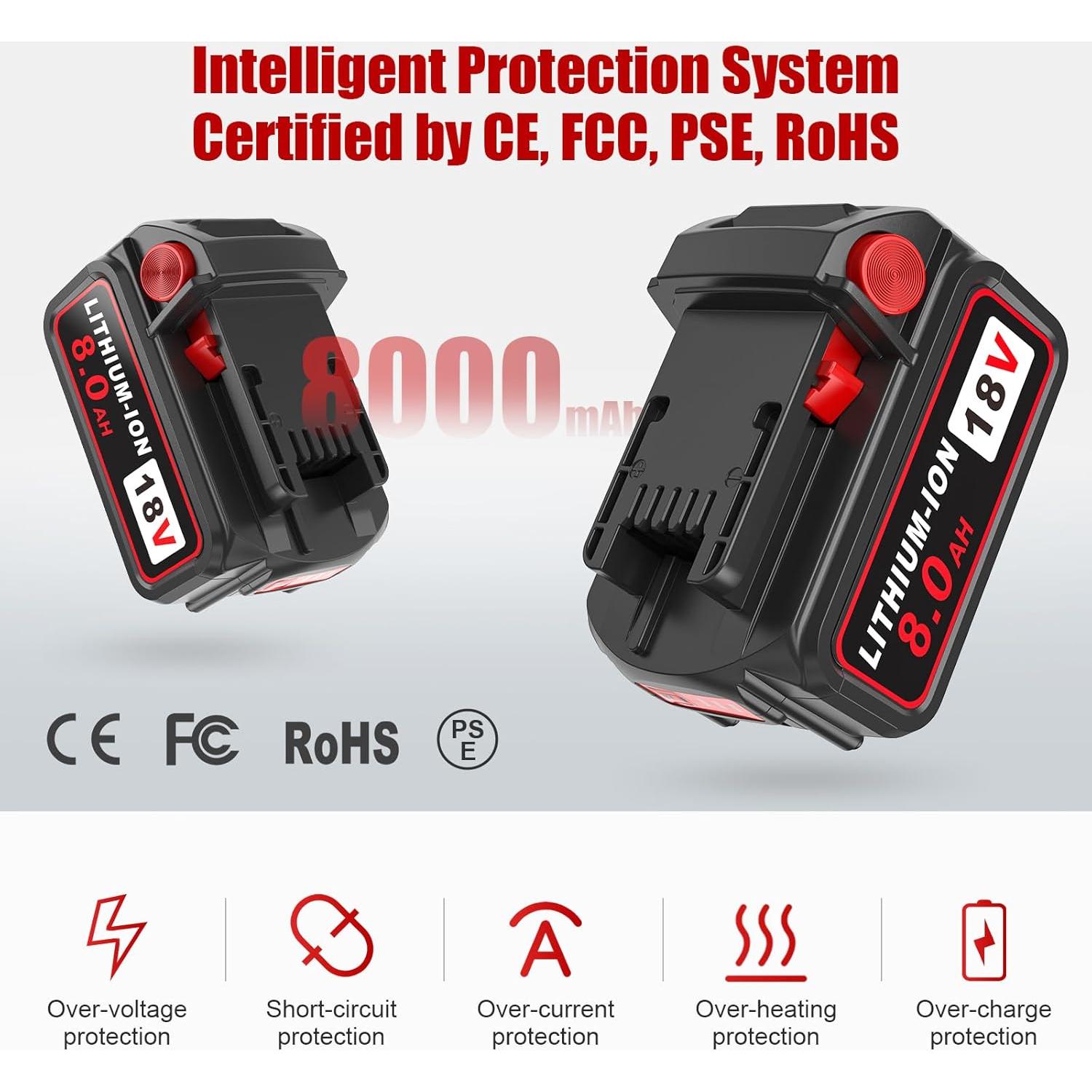 Paquete de 2 Baterías 18V 8000mAh y Cargador PercooAir Rojo